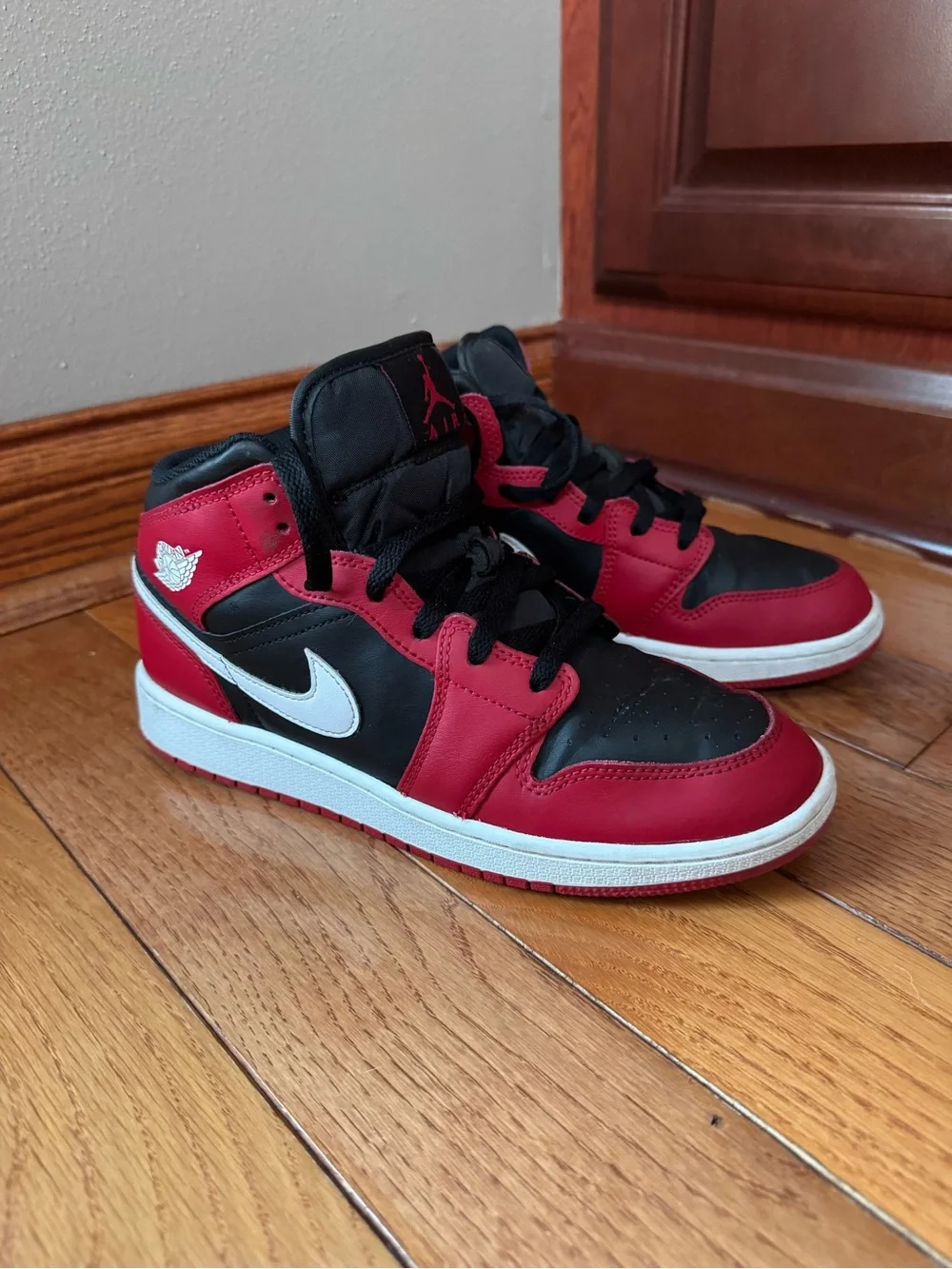 Nike Air Jordan Kids Red & Black Mid-Top Sneakers